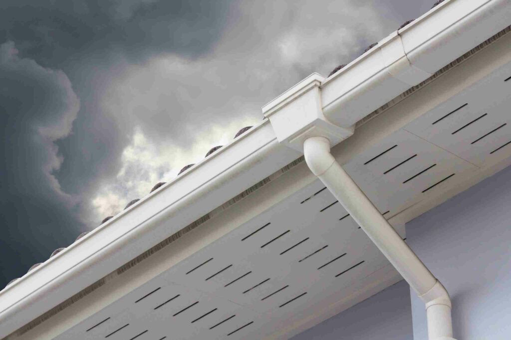 broken gutter in rainy season