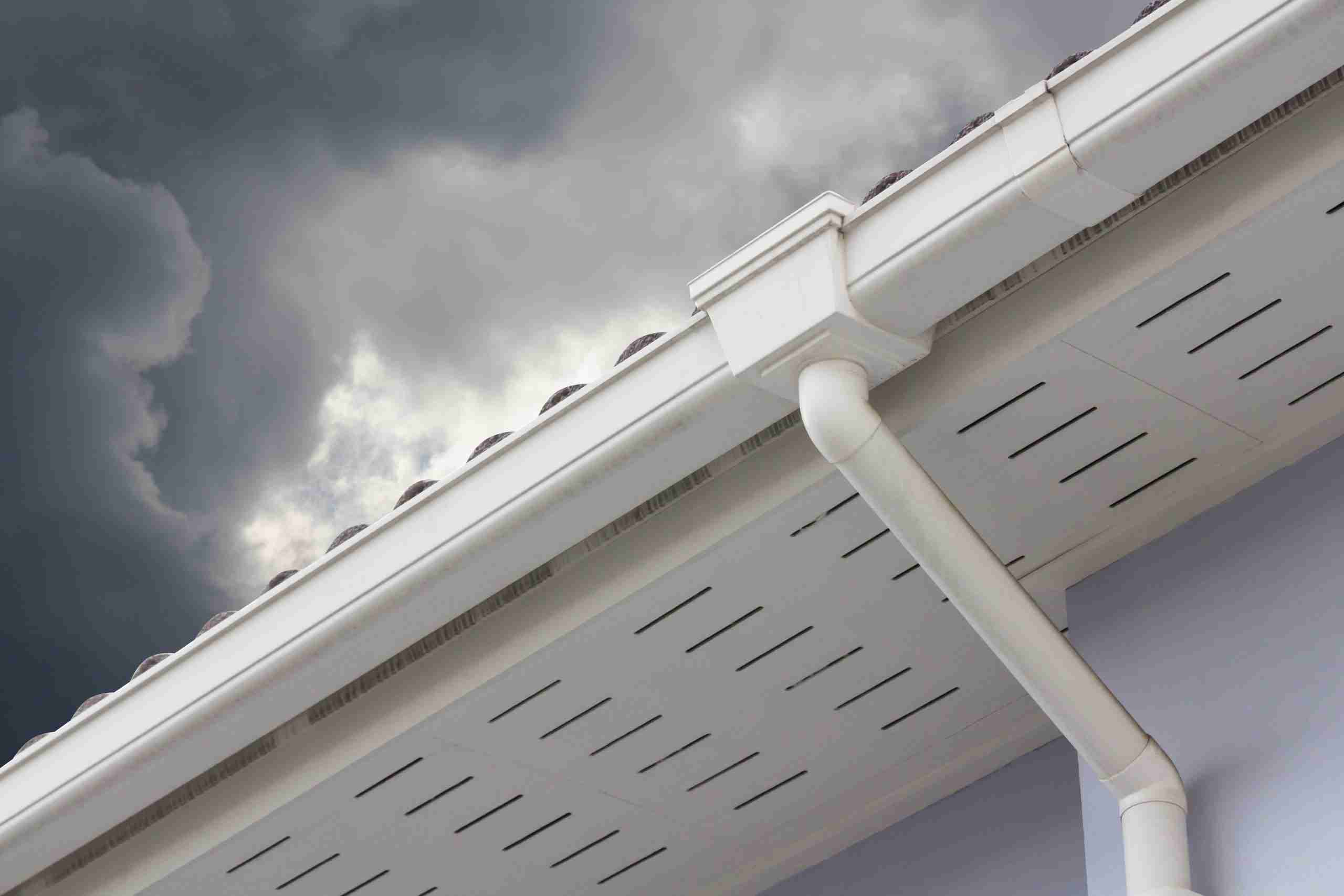 broken gutter in rainy season