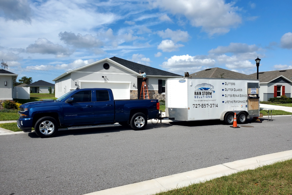 Seamless gutter installation by Rain Storm Solutions.